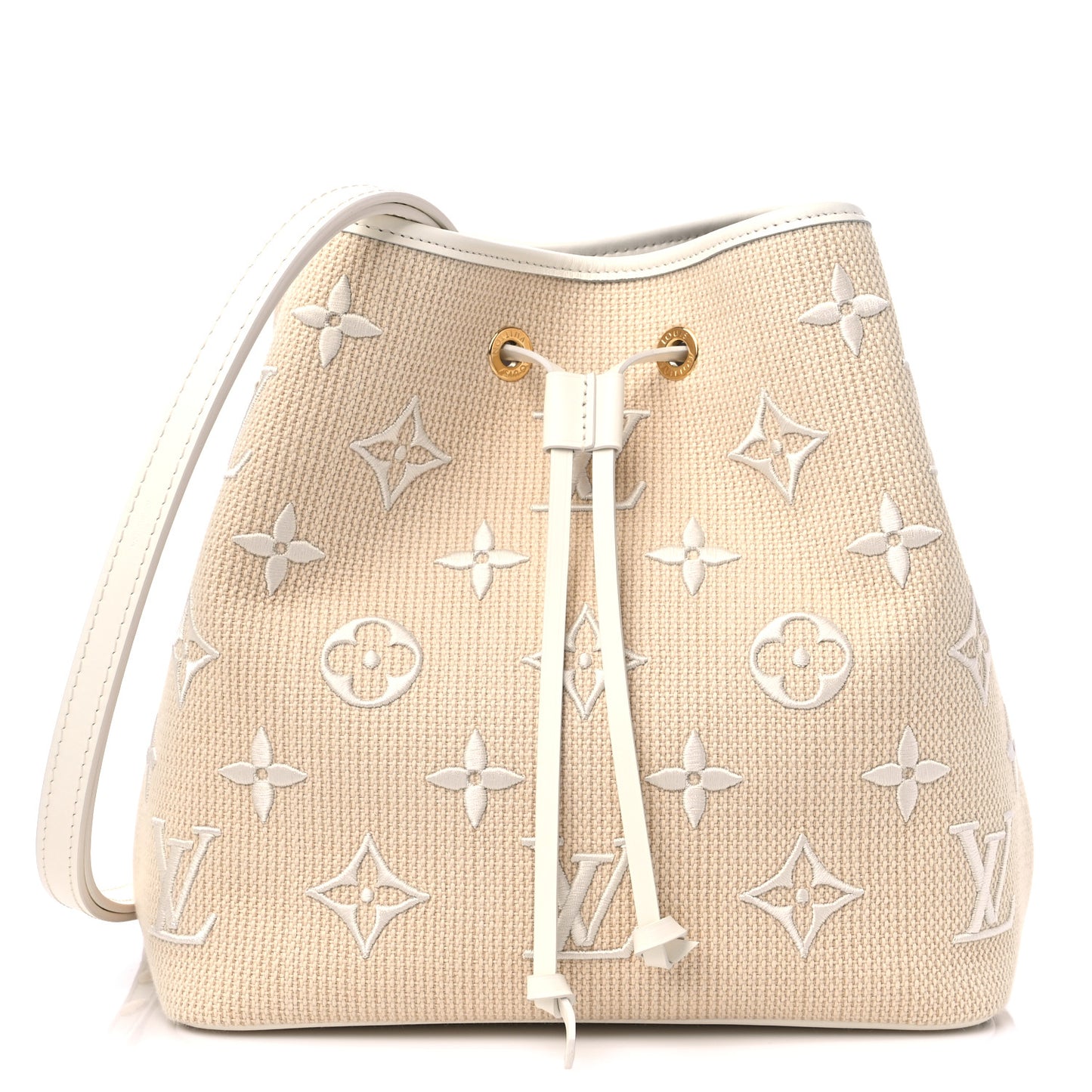 Cotton Monogram Embroidered Neonoe MM Beige White