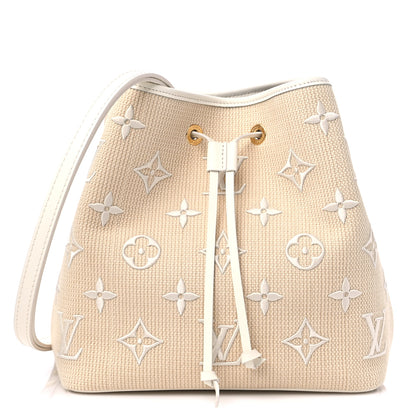Louis Vuitton Cotton Monogram Embroidered Neonoe MM Beige White 1 of 8