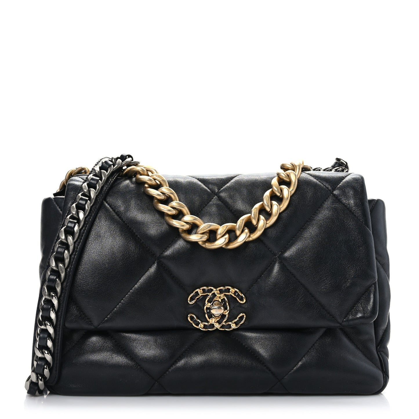 Lambskin Quilted Large Chanel 19 Flap Black