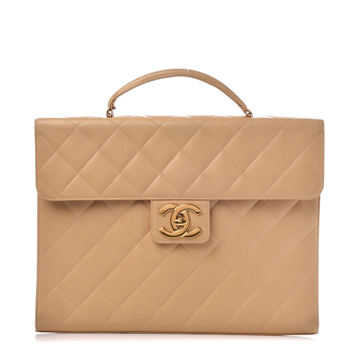 Chanel Caviar Quilted Briefcase Laptop Bag Beige 1 of 16