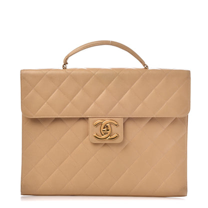 Chanel Caviar Quilted Briefcase Laptop Bag Beige 1 of 16