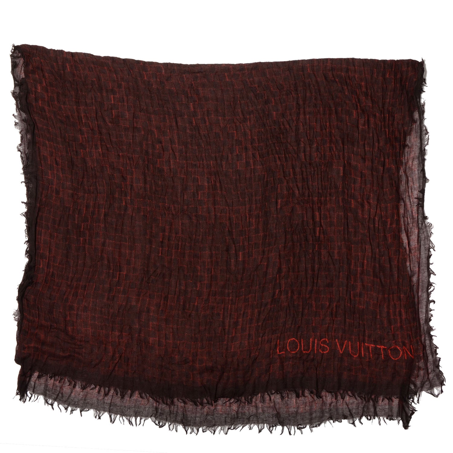 Louis Vuitton Cashmere Silk Etole Stole Damier Rouge 9 of 12