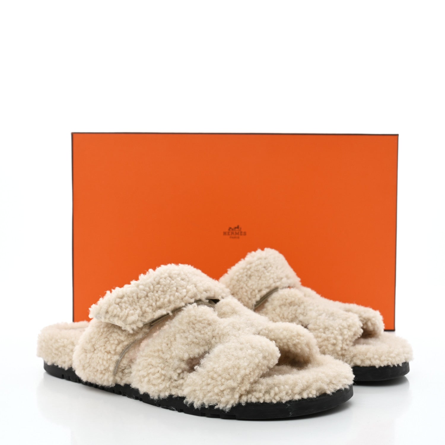 Hermes Woolskin Womens Chypre Sandals 39 Ecru 9 of 9