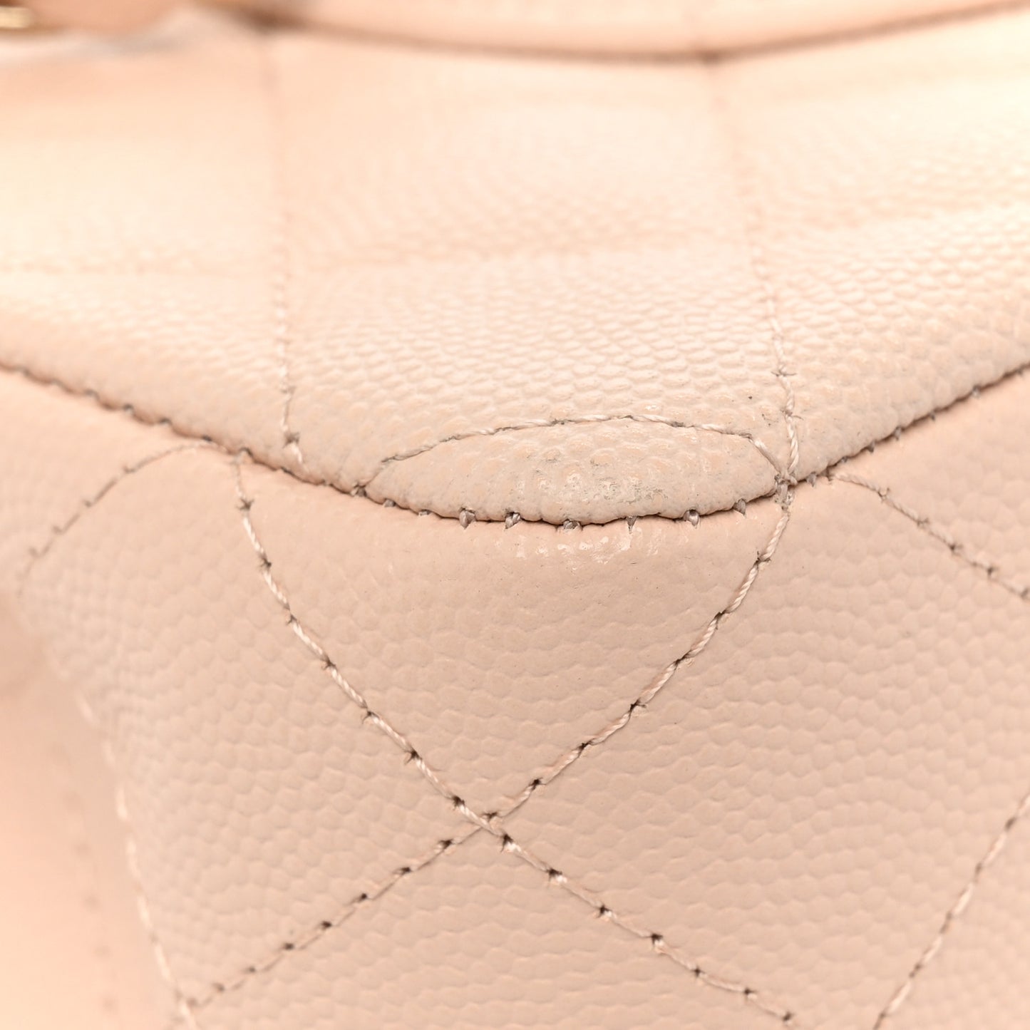 Caviar Quilted Medium Double Flap Light Beige