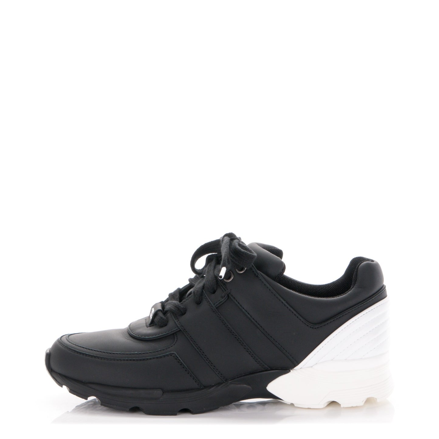 Calfskin CC Sneakers 38.5 Black White