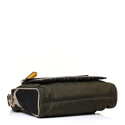 Fendi Nylon Dolmias Vitello Grace FF East West Messenger Military Brown Tortora 3 of 7