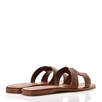 Hermes Box Calfskin Oran Sandals 38.5 Gold 7 of 17