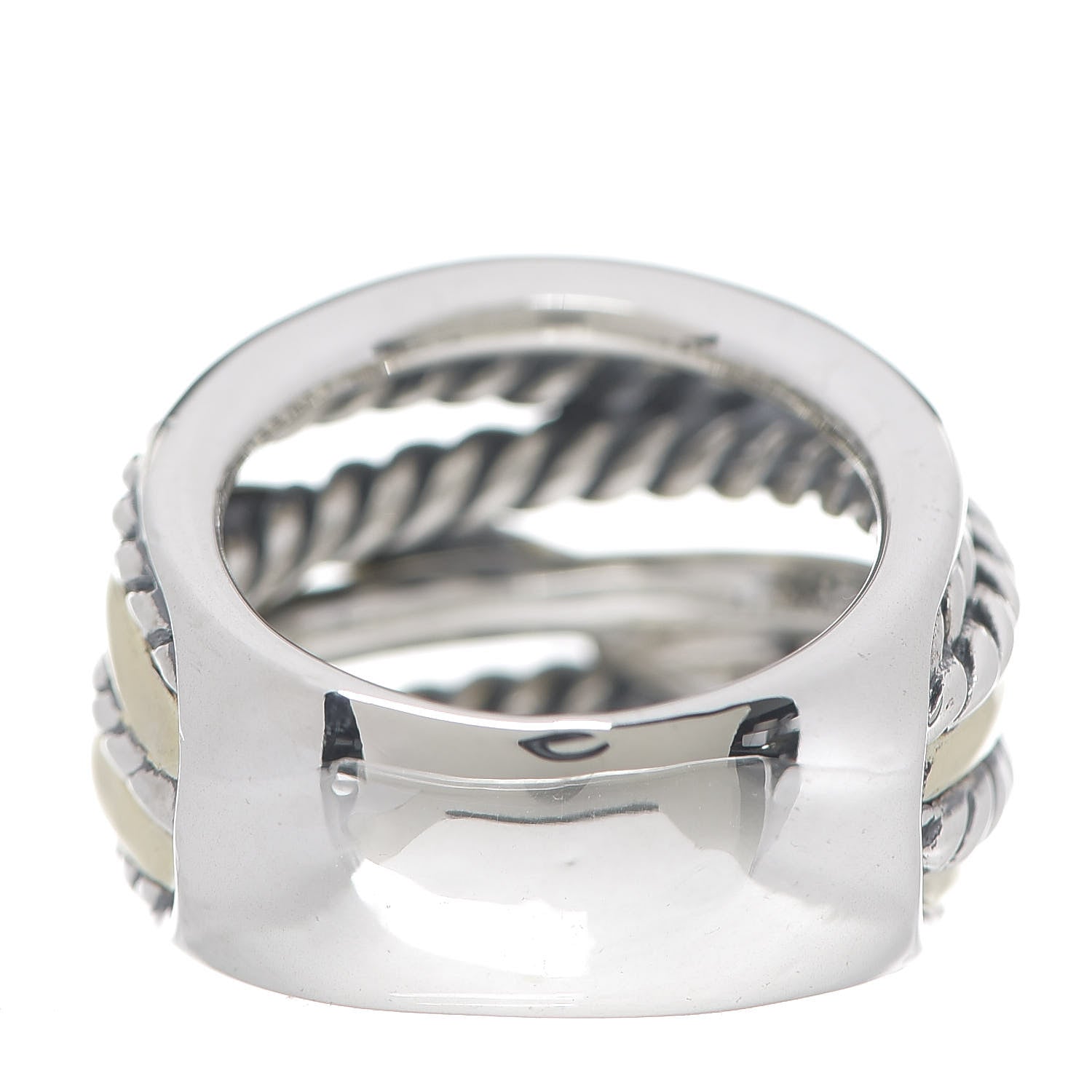 David Yurman Sterling Silver 14K Yellow Gold Wide Crossover Ring 52 6 3 of 3