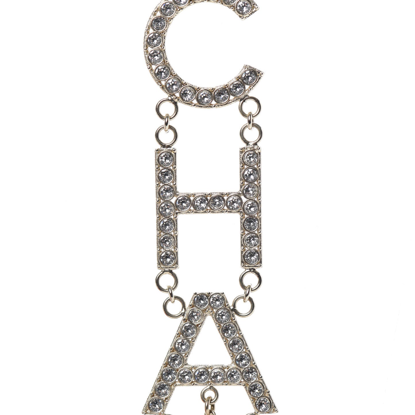 Pearl Crystal Cha-Nel Logo Necklace Gold