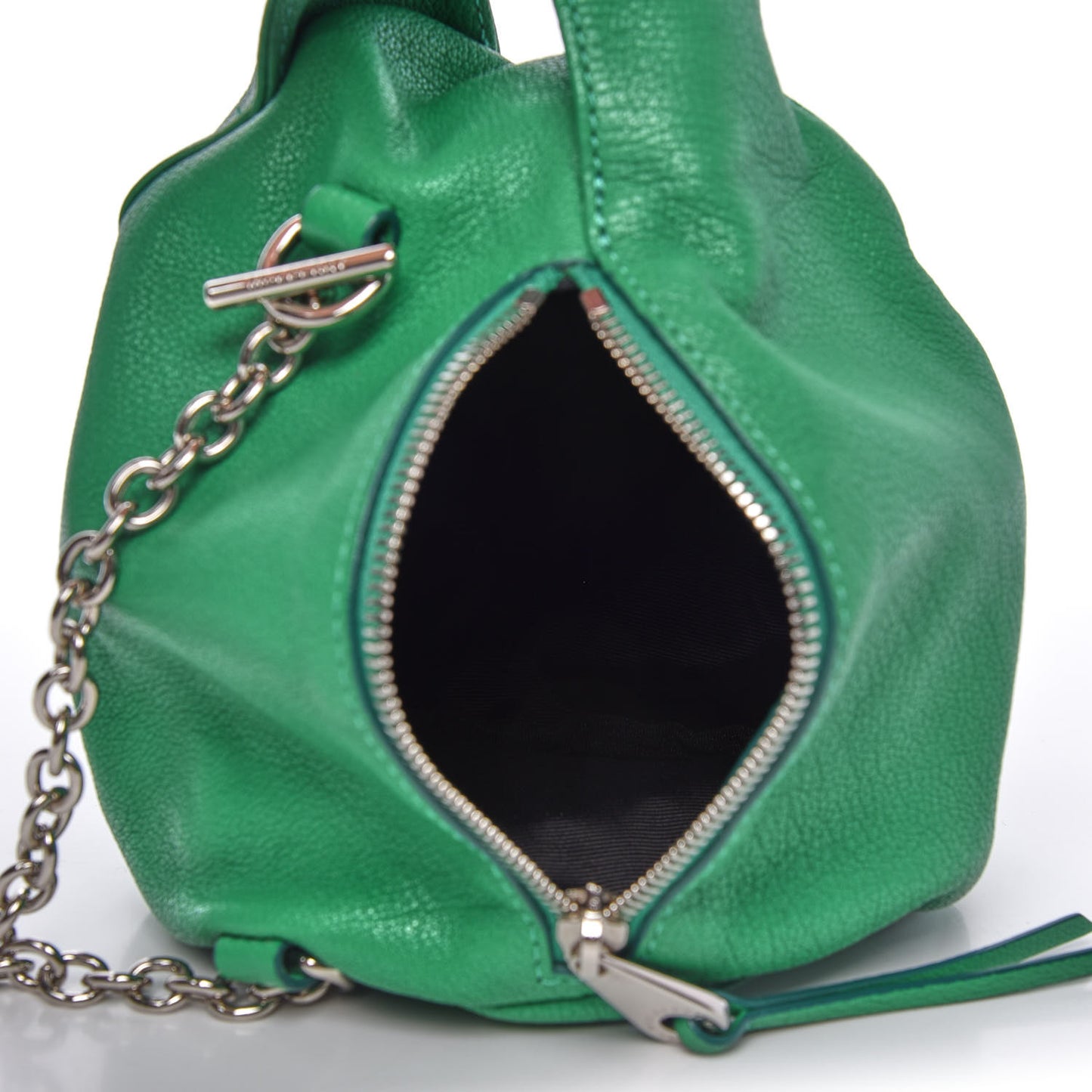 Calfskin Georgia May Jagger Biker Pouch Emerald Green