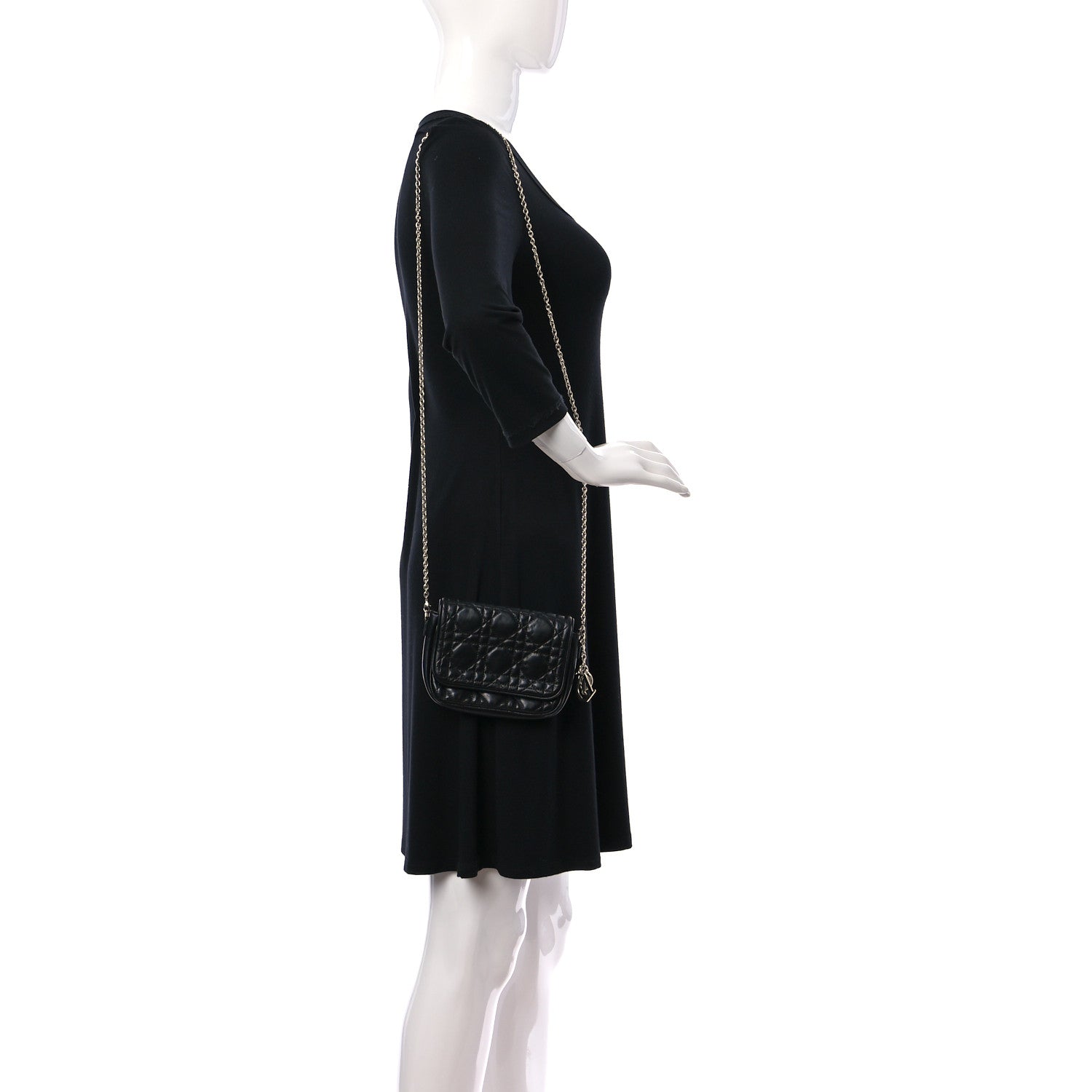 Christian Dior Lambskin Cannage Lady Dior Pochette Black 2 of 10