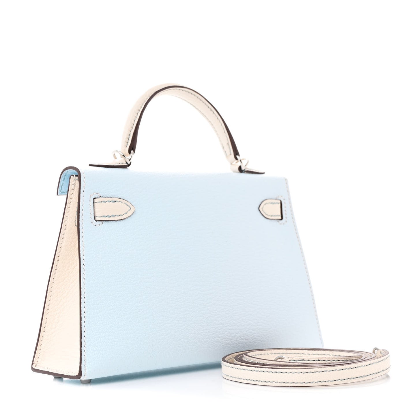 Chevre Mysore Horseshoe Mini Kelly Sellier 20 Bleu Brume Nata