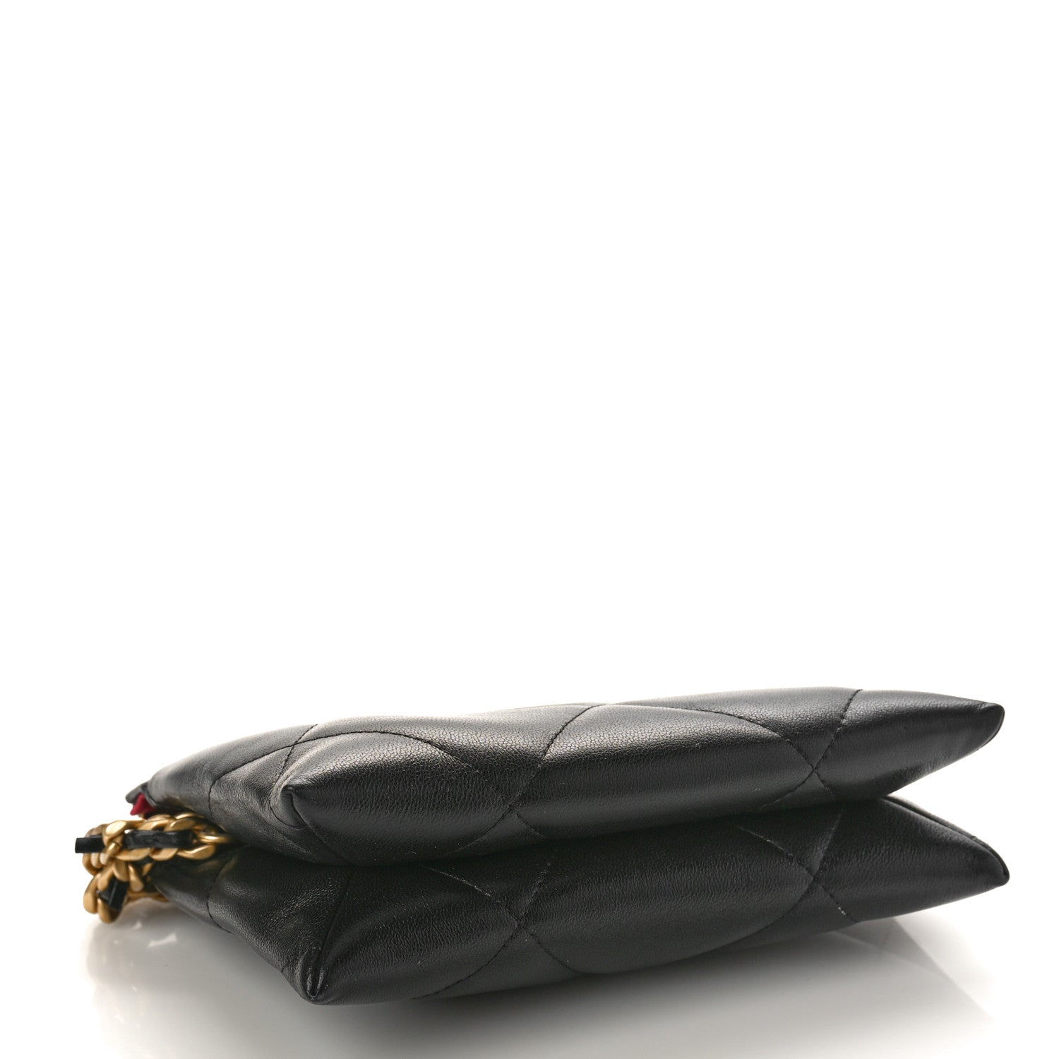 Chanel Shiny Goatskin Quilted Small Chanel 19 Pouch With Handle Black 5 of 9