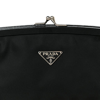 Prada Tessuto Nylon Saffiano Kisslock Shoulder Bag Black 8 of 10