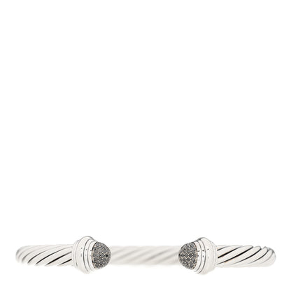 David Yurman Sterling Silver Black Diamond 7mm Cable Classics Bracelet 1 of 4