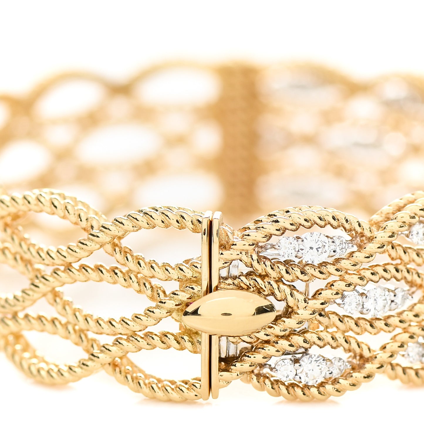 18K Yellow Gold Diamond 3 Row Barocco Bracelet
