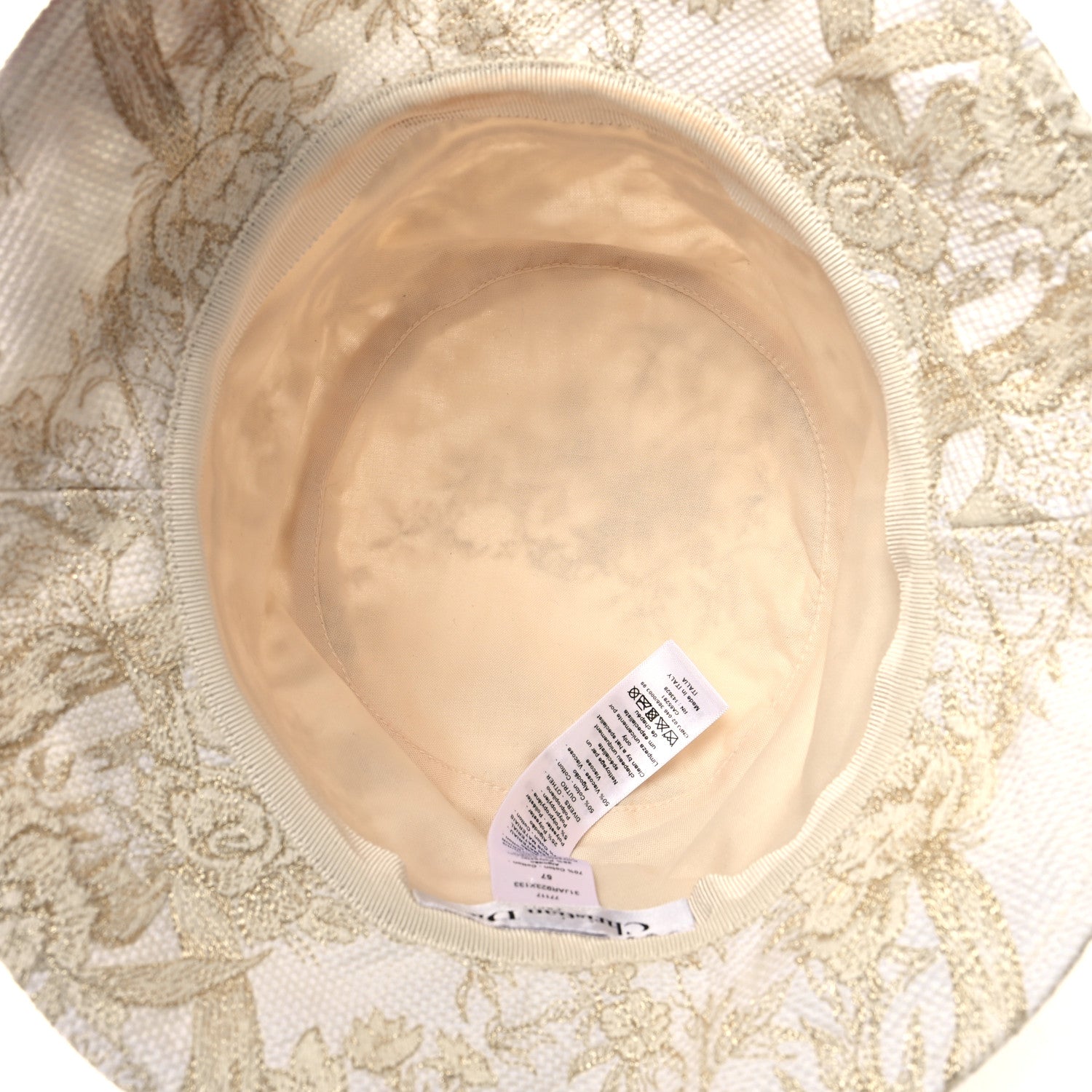 Christian Dior Cotton D-Bobby Small Brim Bucket Hat 57 White Gold