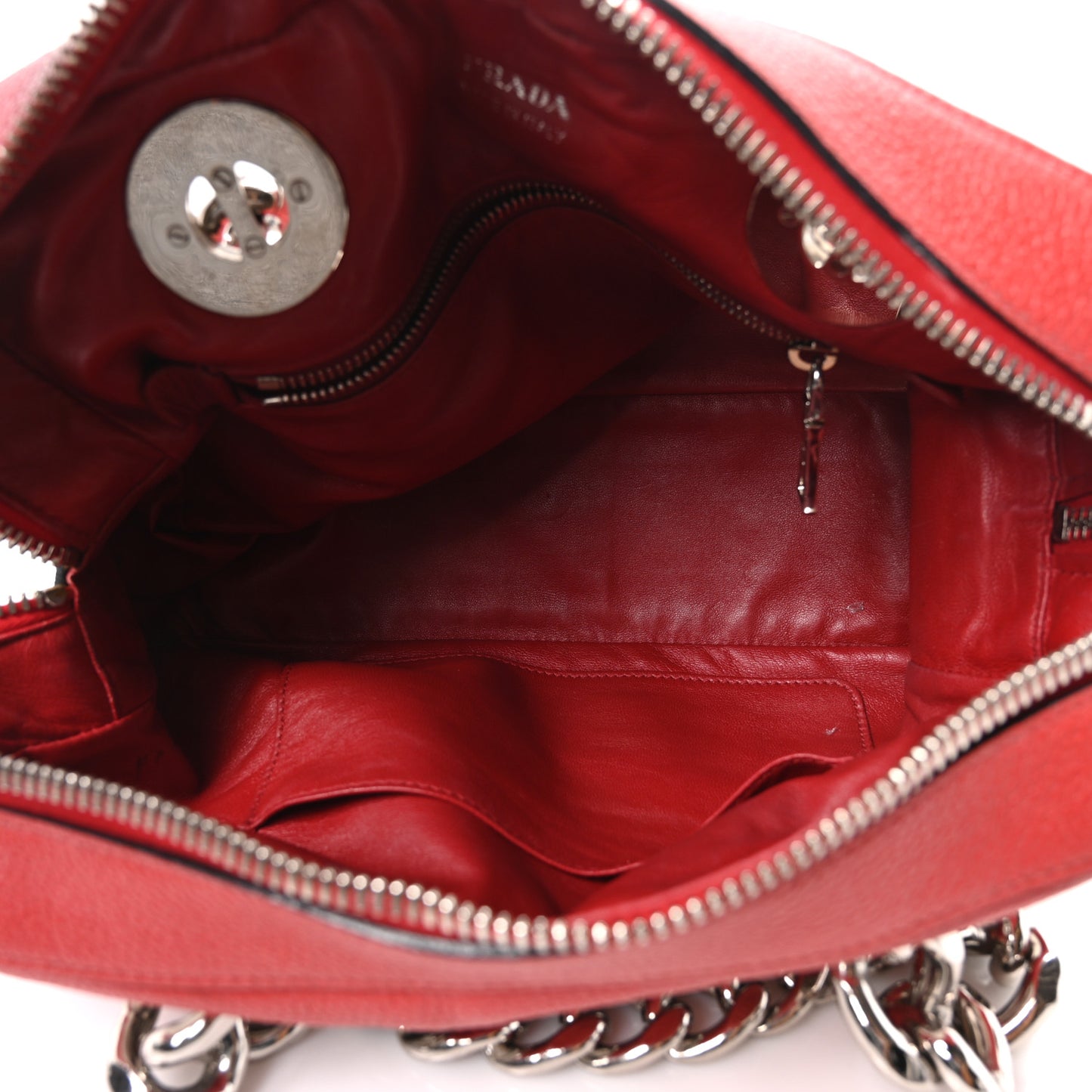 Vitello Daino Chain Satchel Bag Lacca