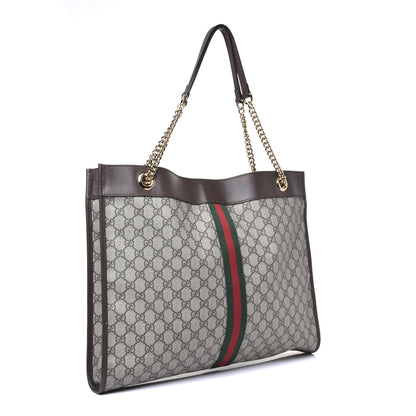 Gucci GG Supreme Monogram Large Rajah Chain Tote Beige New Acero 3 of 10