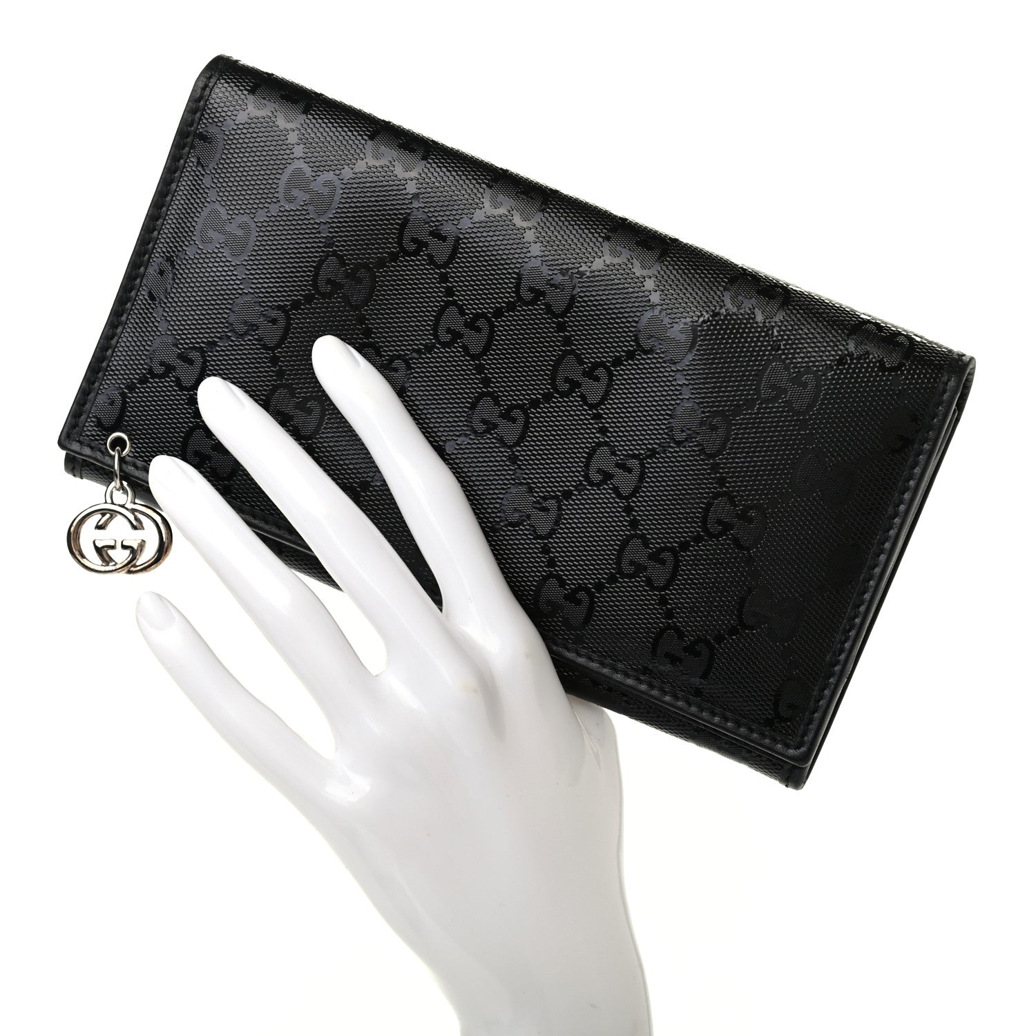 Gucci Imprime Monogram GG Pierce Continental Wallet Black 2 of 7