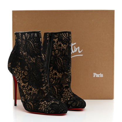 Christian Louboutin Mesh Guipure Wax Lace Kid Miss Tennis 100 Ankle Boots 40 Black 8 of 8
