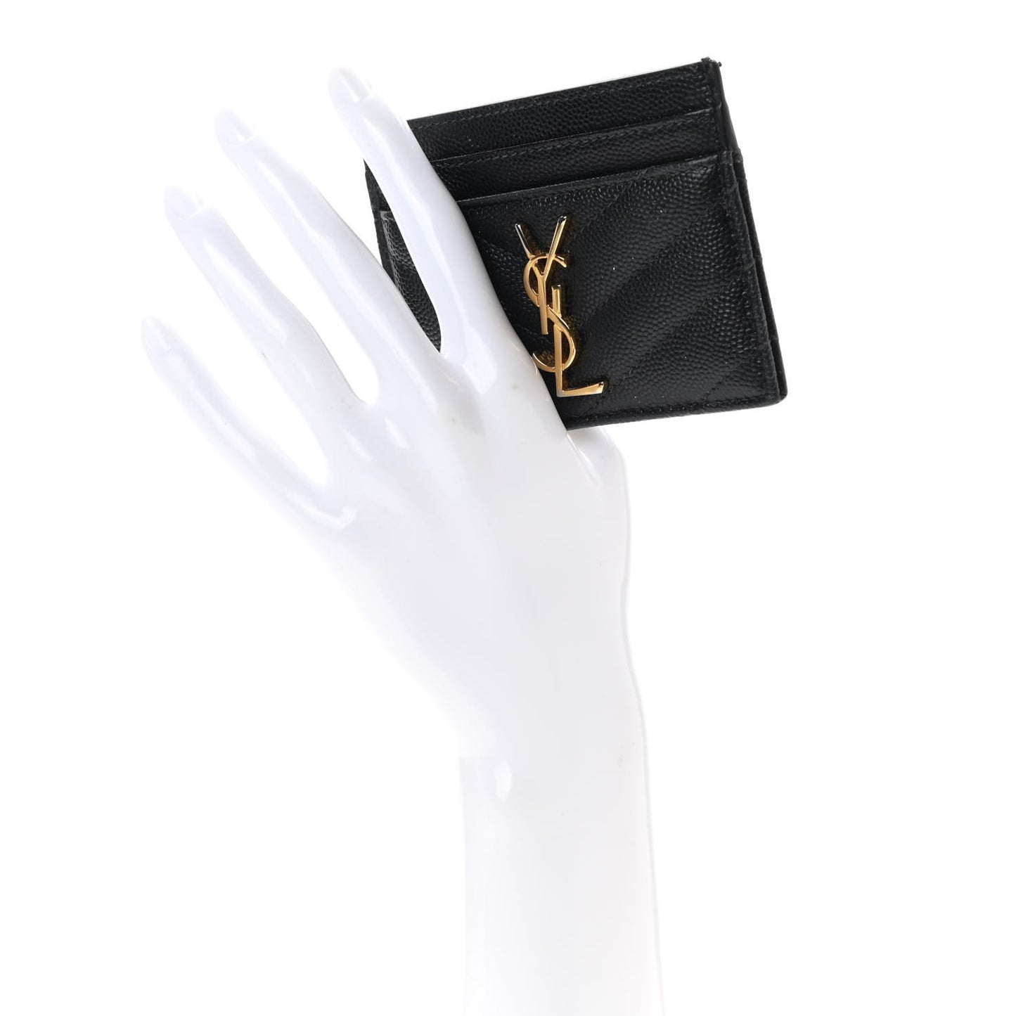 Grain De Poudre Matelasse Chevron Monogram Credit Card Case Black
