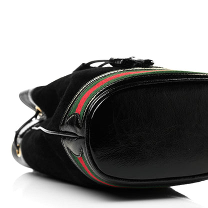 Gucci Suede Patent Web Small Ophidia Bucket Bag Black 8 of 9