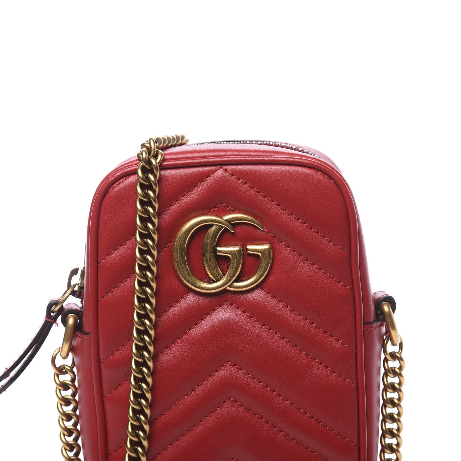 Gucci Calfskin Matelasse Mini GG Marmont Crossbody Bag Hibiscus Red 10 of 12