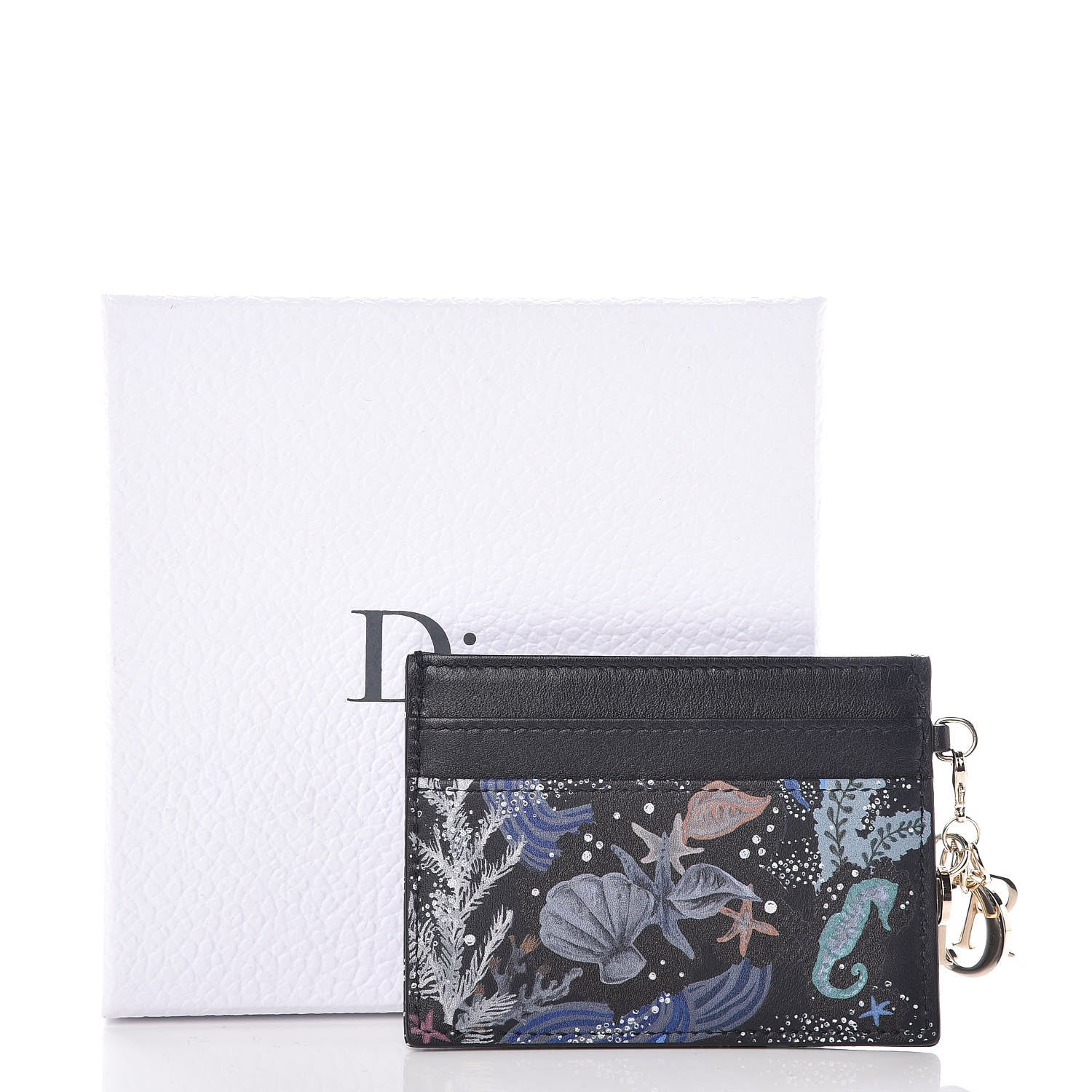 Christian Dior Calfskin Printed Nature Ballet Lady Dior Card Holder Blue 8 of 8