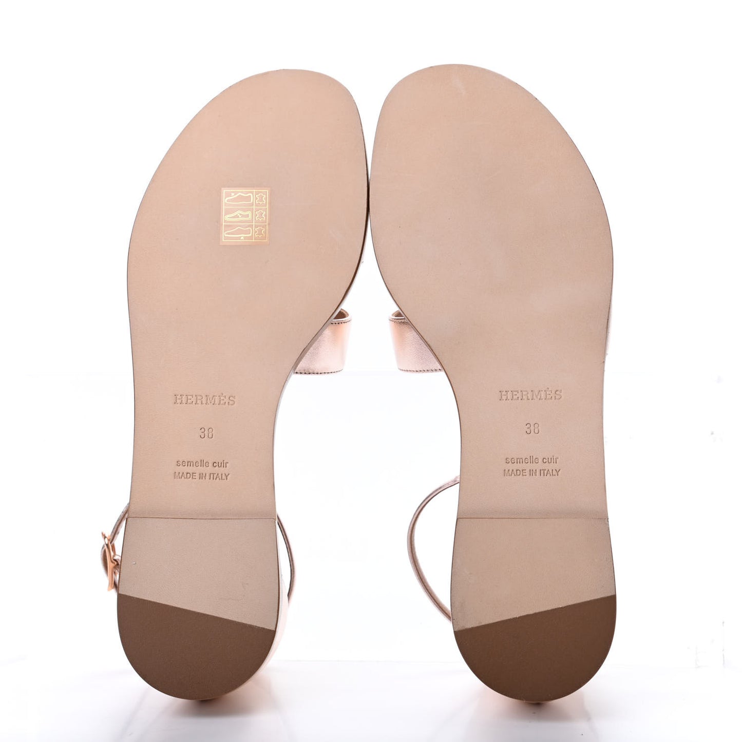 Metallic Calfskin Santorini Sandals 38 Rose Doré