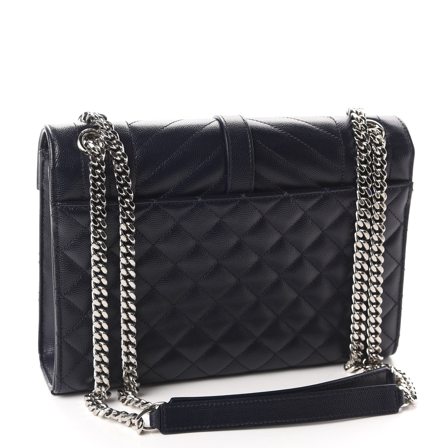 Saint Laurent Grain De Poudre Textured Mixed Matelasse Triquilt Medium Monogram Satchel Deep Marine 3 of 11