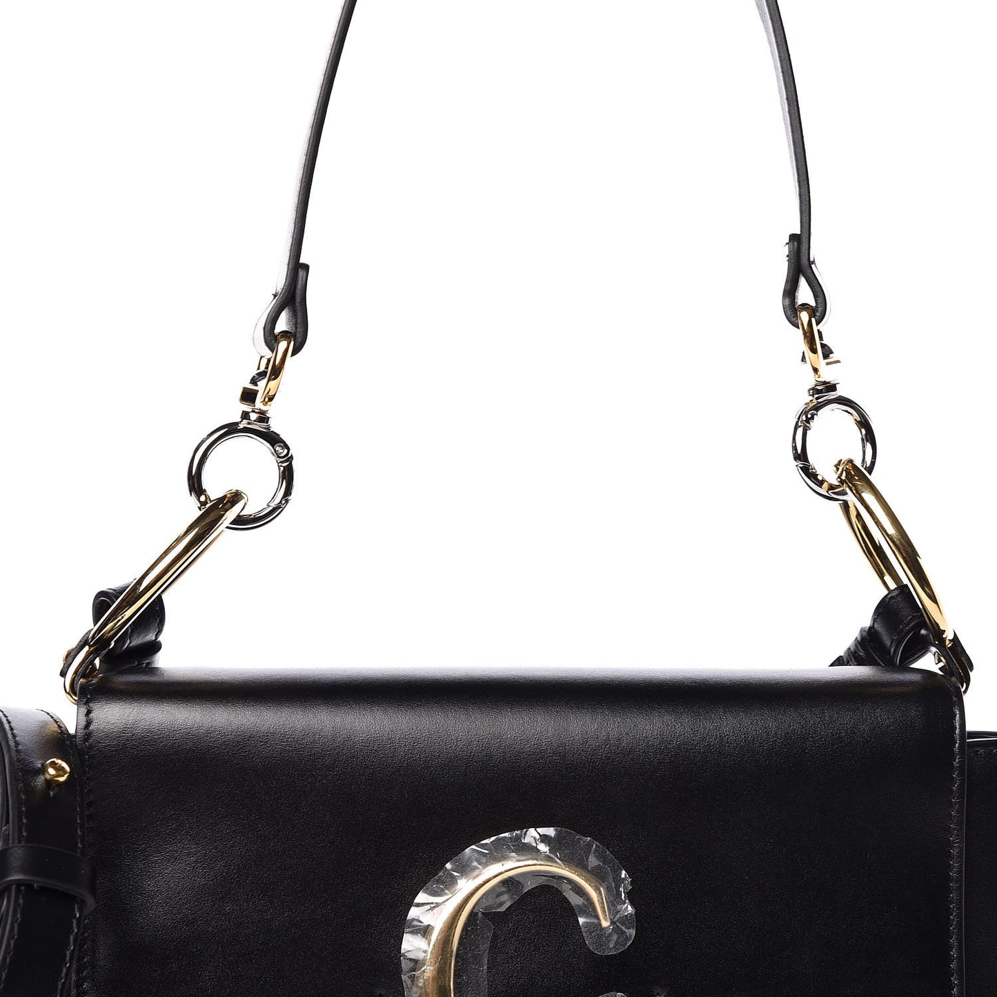 Calfskin Medium C Shoulder Bag Black
