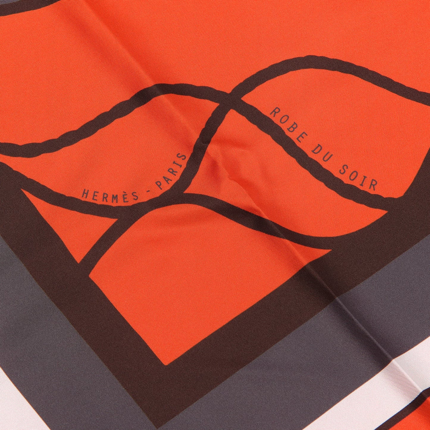 Silk Robe Du Soir Scarf 90 Orange Soleil Taupe