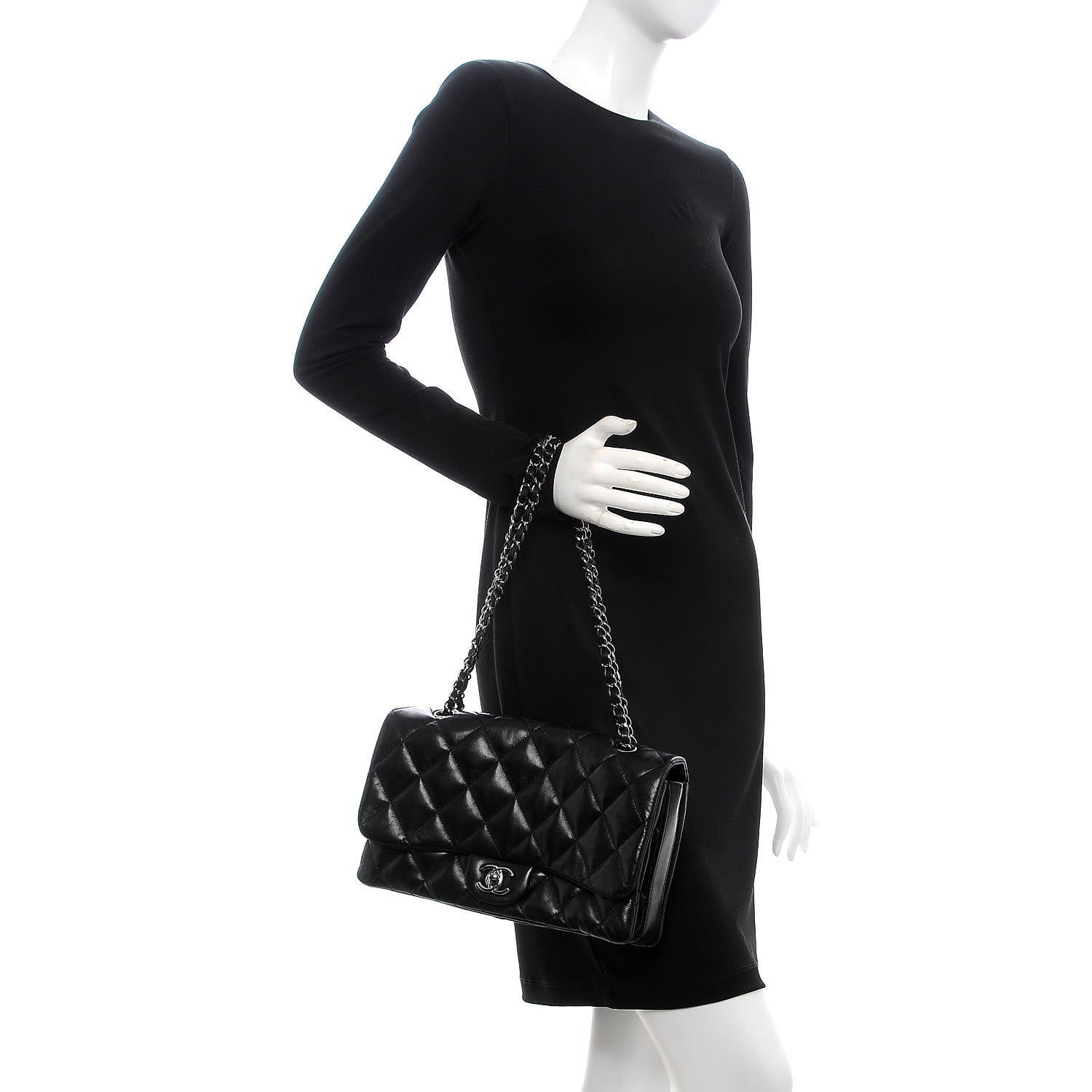 Chanel Lambskin Quilted Large 3 Flap Black 2 of 11