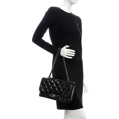 Chanel Lambskin Quilted Large 3 Flap Black 2 of 11