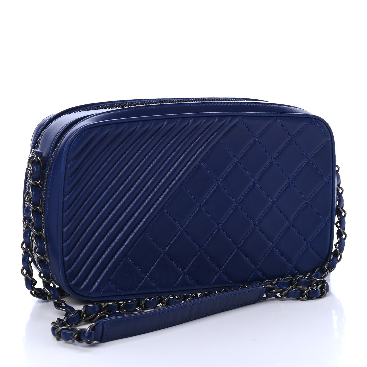 Chanel Lambskin Large Coco Boy Camera Case Blue 2 of 4