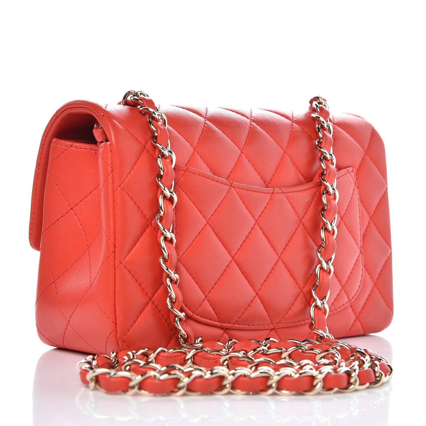 Lambskin Quilted Mini Rectangular Flap Red