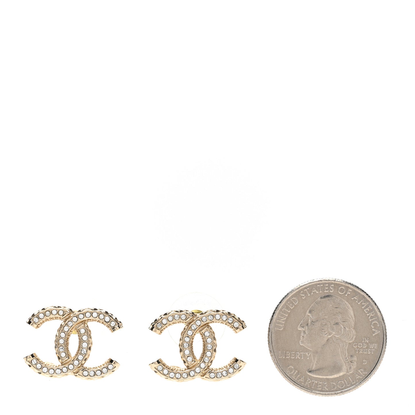Metal Crystal CC Earrings Gold