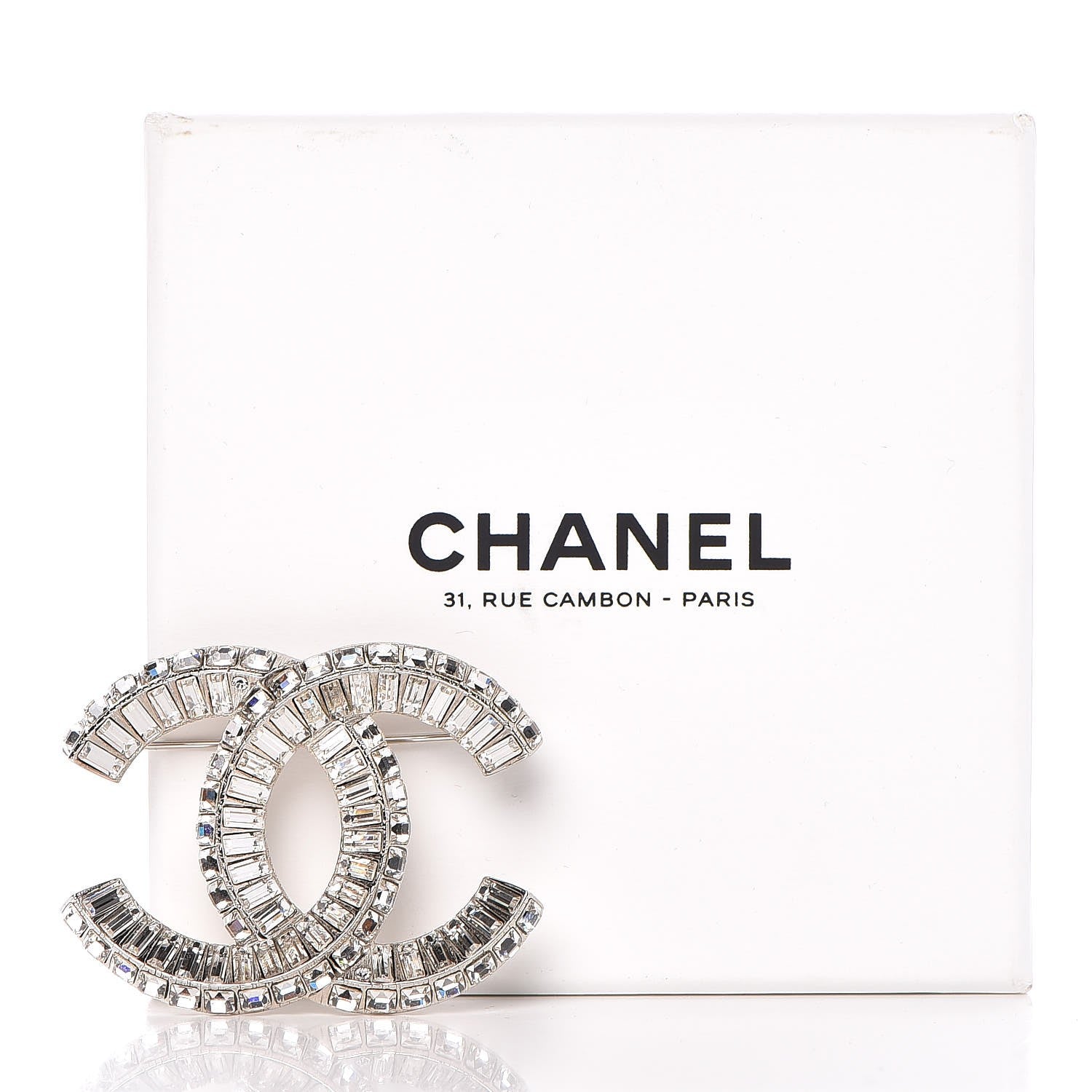 Chanel Baguette Crystal CC Brooch Silver 5 of 5