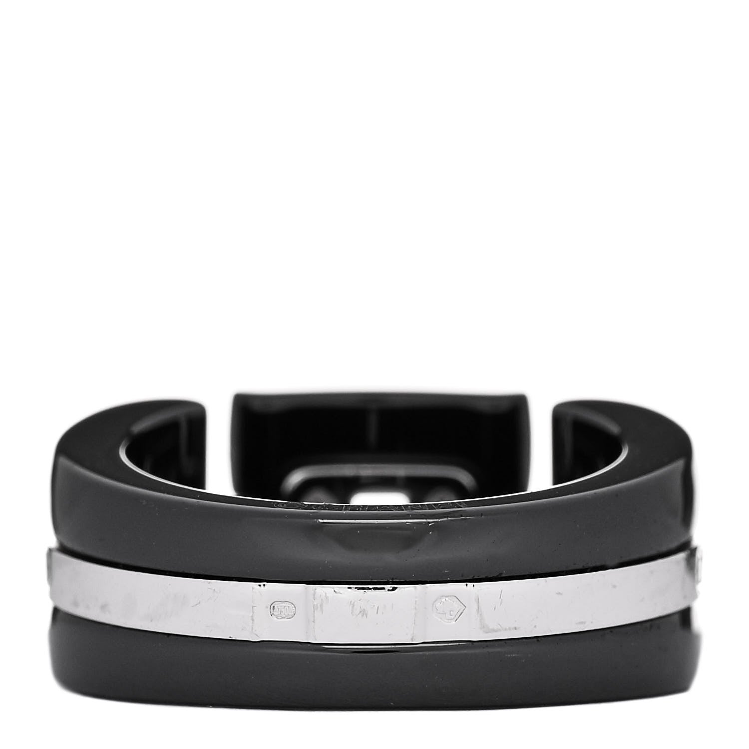 Chanel 18K White Gold Diamond Black Ceramic Medium Ultra Ring 54 6.75 3 of 5