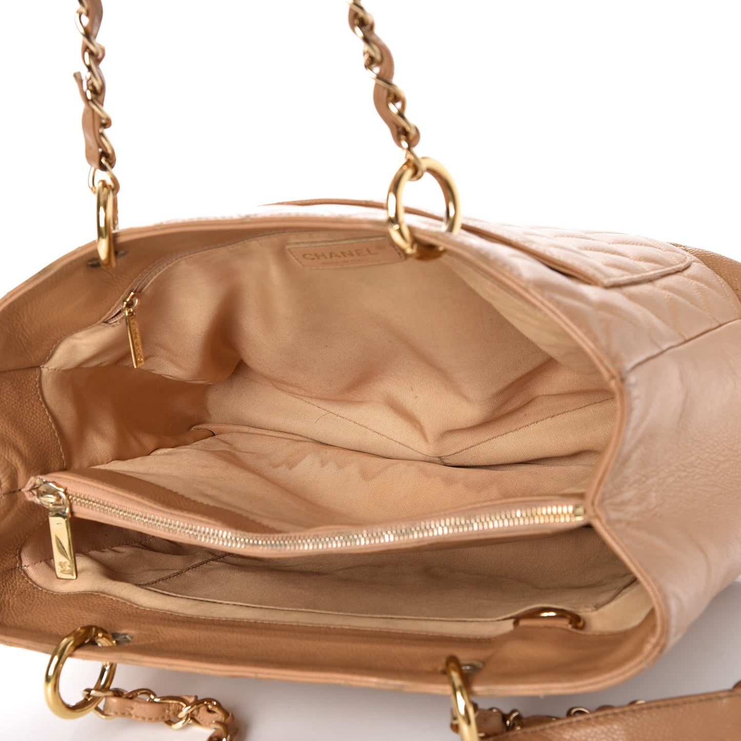 Caviar Quilted Grand Shopping Tote GST Beige