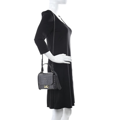 Givenchy Calfskin Crocodile Embossed Eden Mini Top Handle Storm Grey 2 of 10
