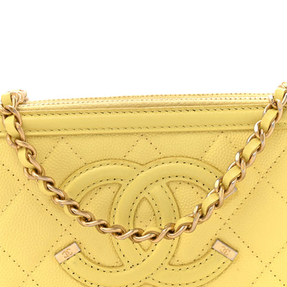 Chanel Caviar Quilted CC Filigree Clutch With Chain Yellow 10 of 17