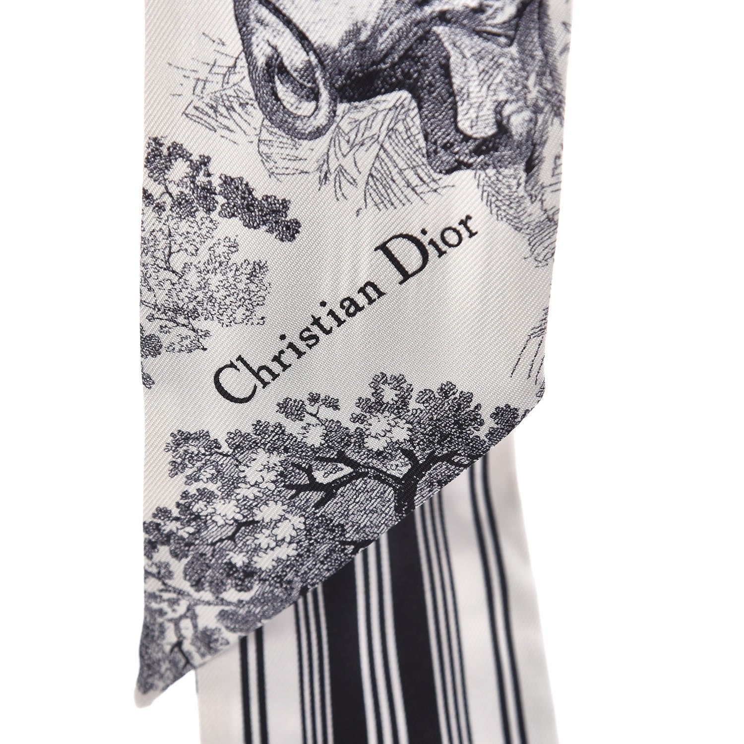 Christian Dior Silk Toile De Jouy Mitzah Scarf Navy Blue 5 of 5
