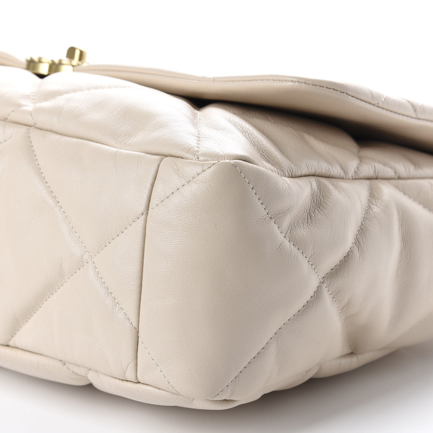 Goatskin Quilted Maxi 19 Flap Beige