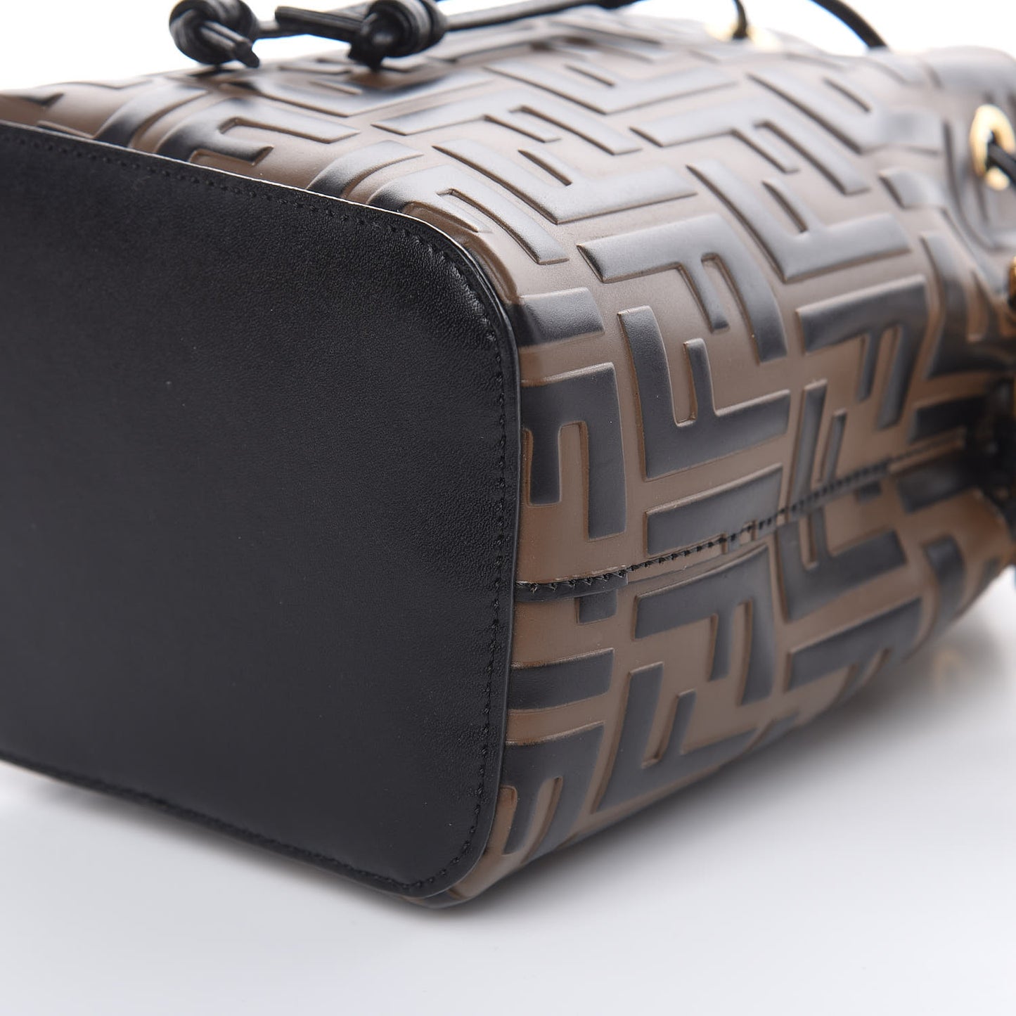 Vitello Liberty F is Fendi Bi-Color FF 1974 Embossed Mini Mon Tresor Bucket Bag Maya Black