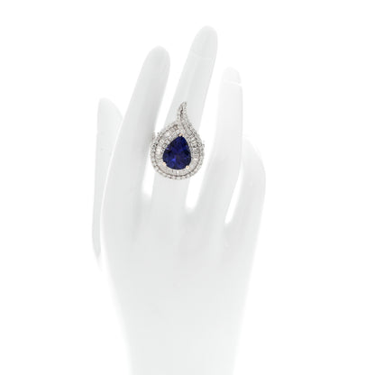 Parker & West by FASHIONPHILE 18K White Gold Diamond Tanzanite 3.64ctw Pear Cut Cocktail Ring 54 6.75 2 of 9