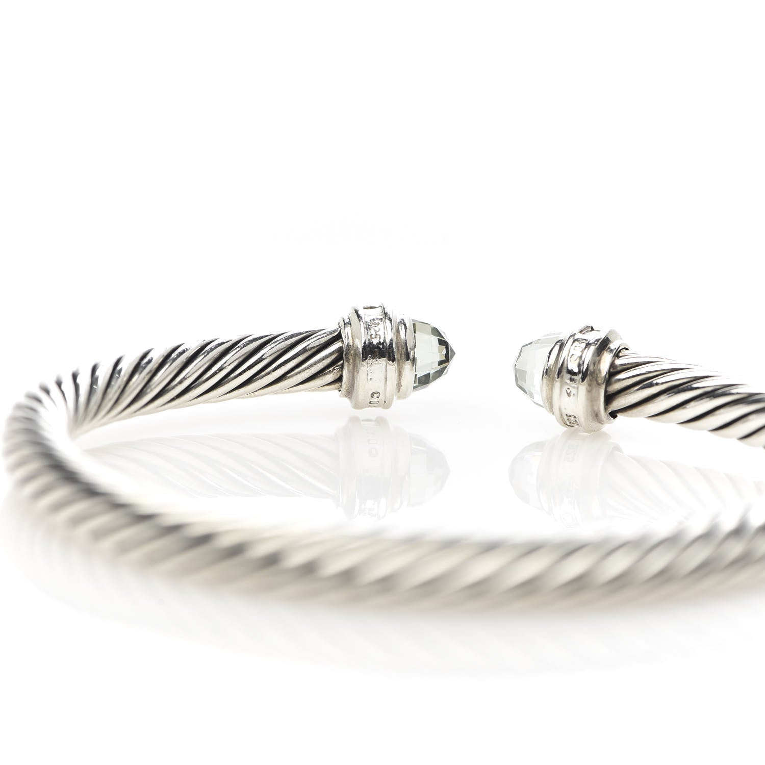 David Yurman Sterling Silver Diamond Prasiolite 5mm Cable Classics Bracelet 5 of 5