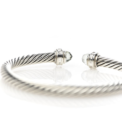David Yurman Sterling Silver Diamond Prasiolite 5mm Cable Classics Bracelet 5 of 5
