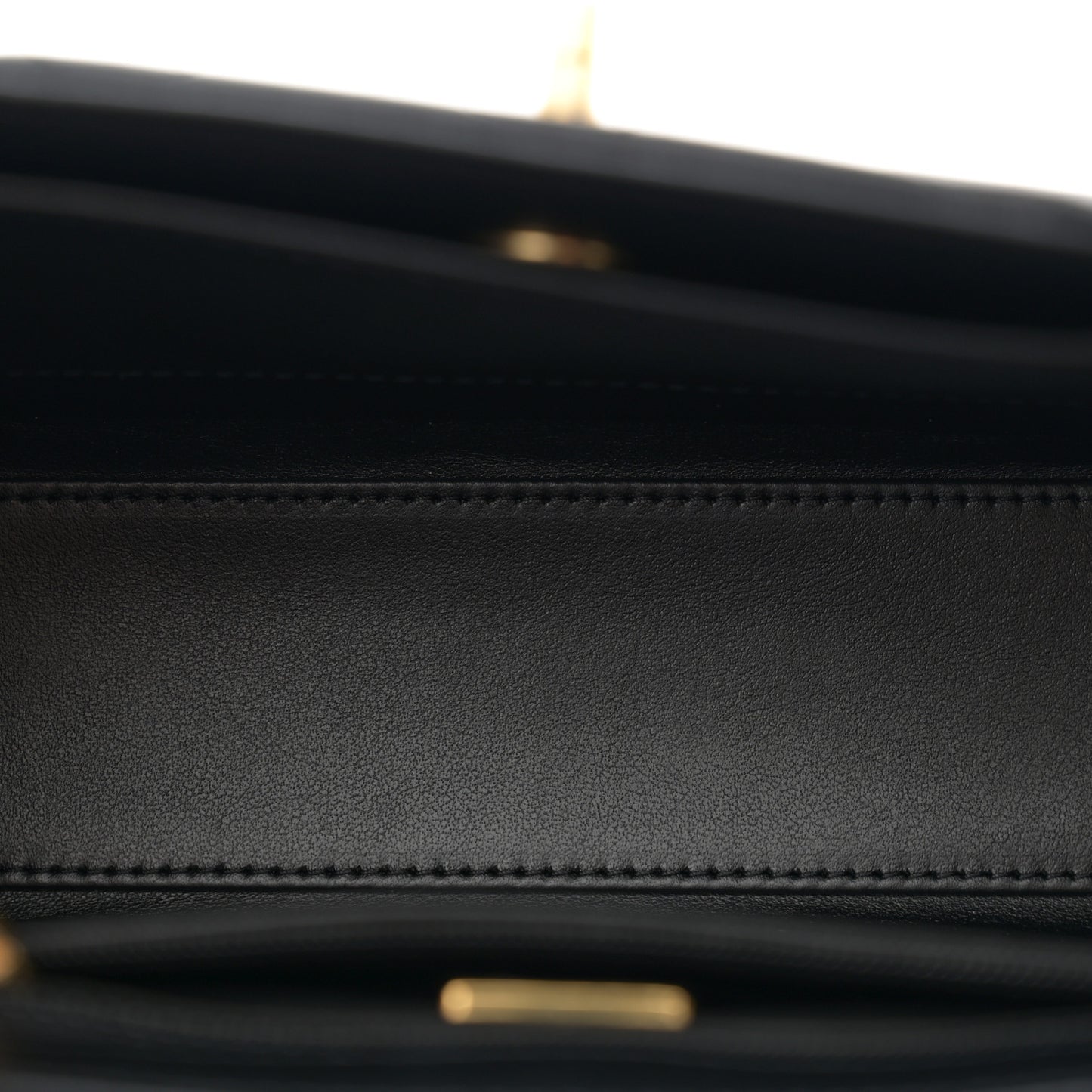 Shiny Aged Calfskin Quilted Nano Kelly Shopper Black